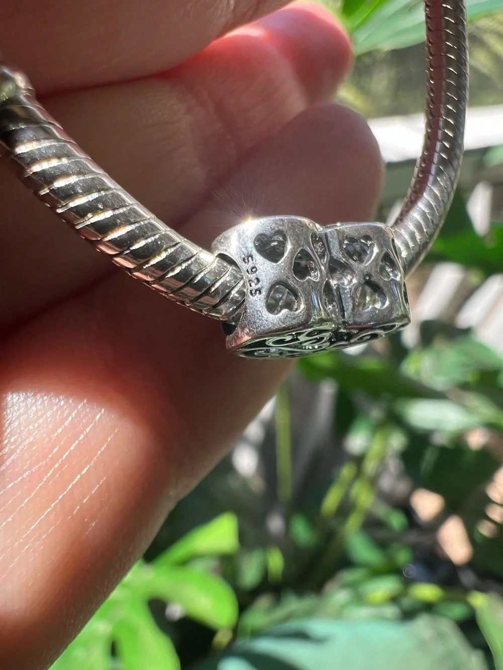 Heart Charm with Filigree Accents - S925